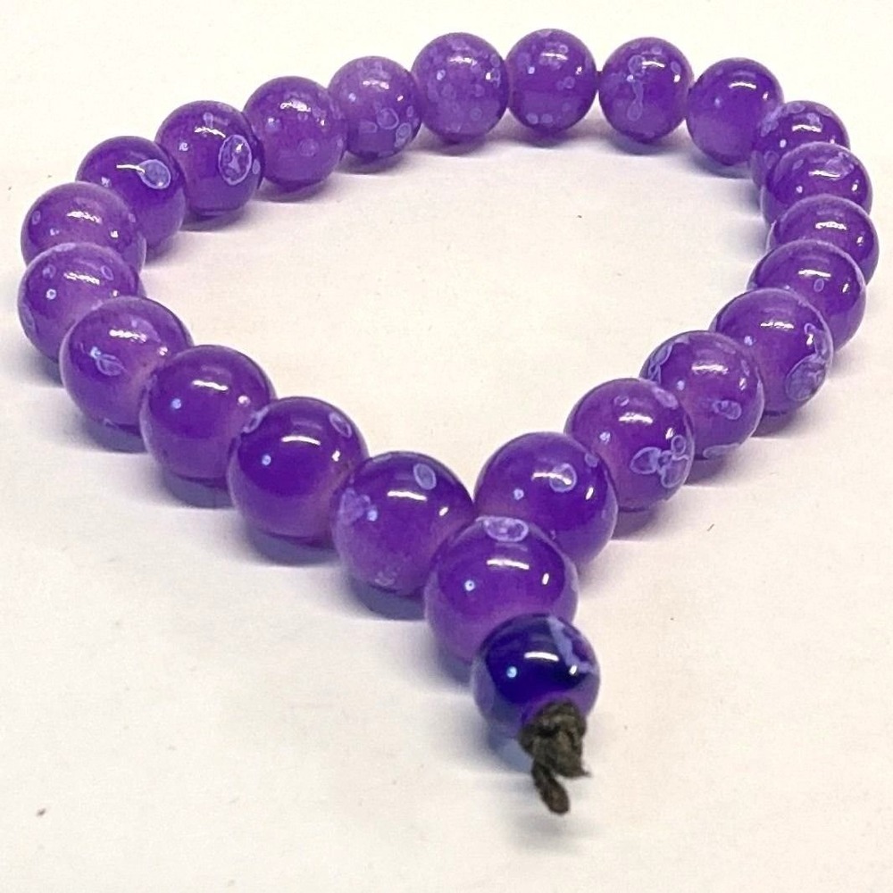 New Agate Bead Stretch Prayer Bracelet Purple Round Polished Boho Religious